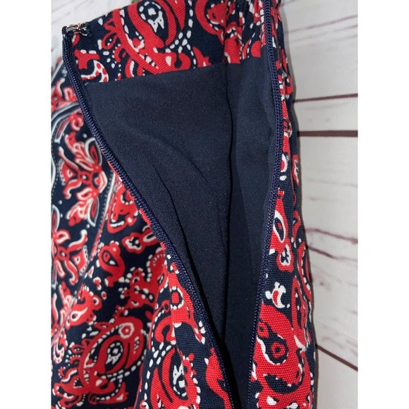 Talbots Woman's Pencil Skirt Deep Blue & Red Paisley‎ Design Lined Size 18W - Picture 4 of 7